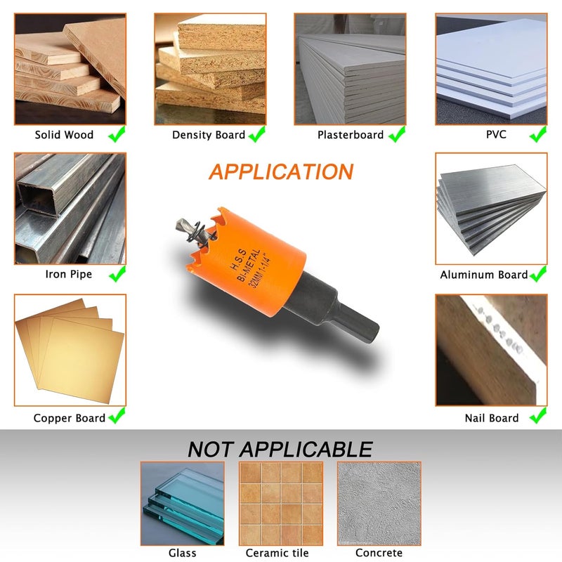 VIKITON 1-3/8 Inch Hole Saw with Arbor for Wood Metal Plastic, 1.375 in Bimetal Hole Cutter, Fast Chip Removal, Smooth Flat Drilling Edge - Image 3